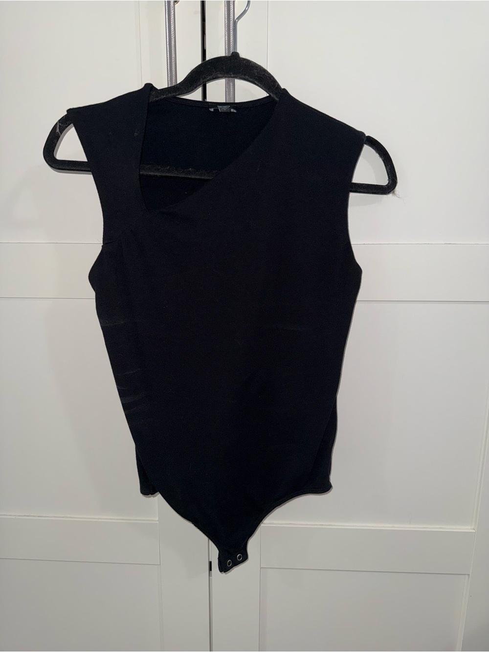 Express Black Sleeveless Asymmetric Bodysuit